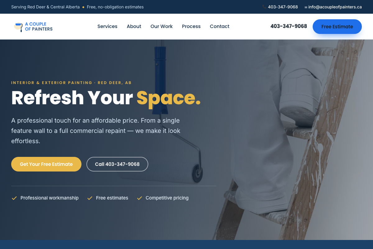 Screenshot of the A Couple of Painters website
